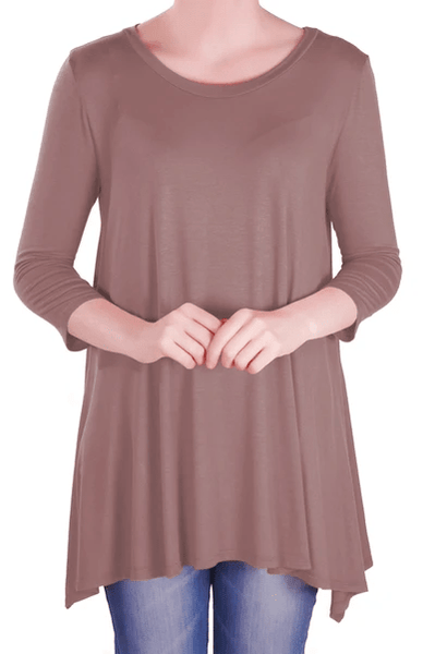 WELINCO Women's Color Block Long Sleeve Pullover Tunic - Side Split High Low Top (Wine Red)