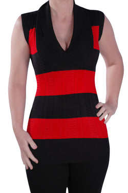 Stripe Knitted Sleeveless V Neck Jumper