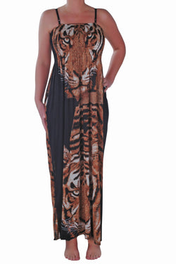 Sleeveless Animal Print Maxi Dress