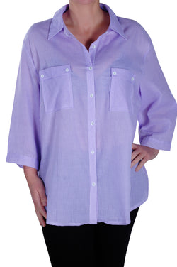 Striped Sleeve Plus Size Blouse