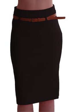 Work Belted Pencil Skirt