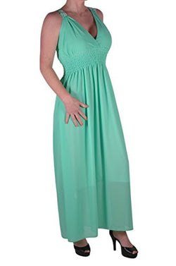 Cassie Chiffon Grecian Lace Back Long Dress