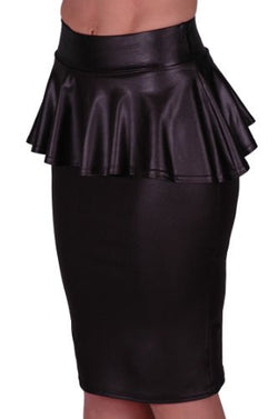 Wet Look PVC Peplum Bodycon