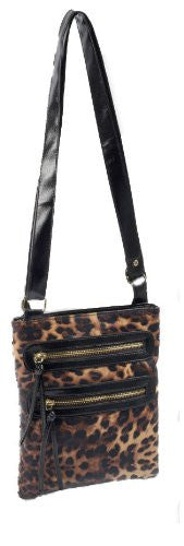 Aria Twin Zipped Cross Body Leopard Print Shoulder Bag