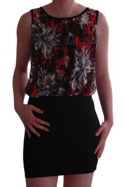 LAX Sleeveless Flower Print Mini Dress