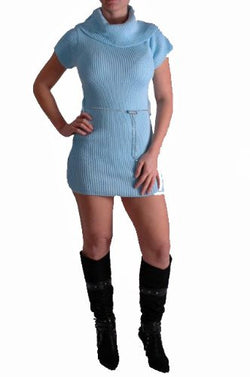 Azure Cap Sleeve Cowl Neck Mini Dress
