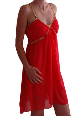 Portia Gold Spaghetti Strap Short Dress