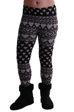 Heart Print Knitted Leggings