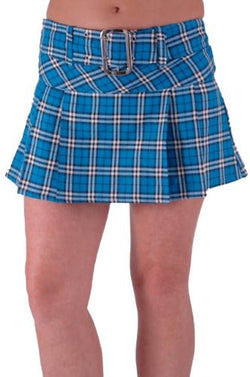 Megan Tartan Check Belted Mini Skirt