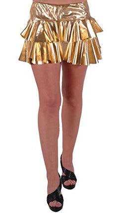 Elektra Mettalic Look Ruffled Mini Skirt