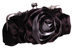 Satin Rose Detail Clutch Bag