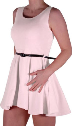 Belted Skater Sleeveless Dress