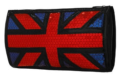 Brittania Union Jack Faux Leather Sequined Clutch Bag