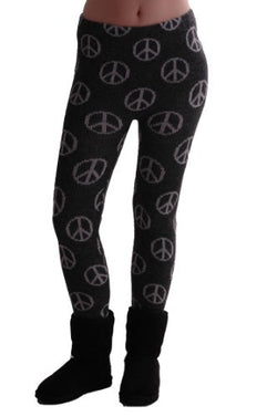 Peace Emblem Knitted Leggings