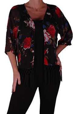 Alice Floral Chiffon Fringed Kimono