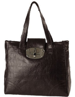 Ellie Faux Leather Croc Print Shoulder Bag