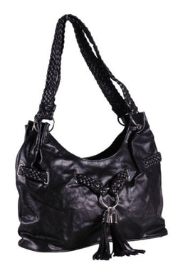 Florence Faux Leather Braided Handle Tote Bag