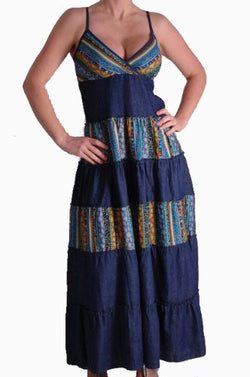 Panelled Cotton Print Maxi Dress