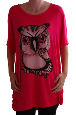 Owl Print Lace Tunic Top