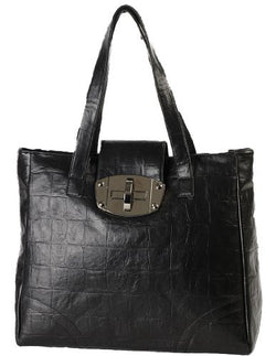 Ellie Faux Leather Croc Print Shoulder Bag