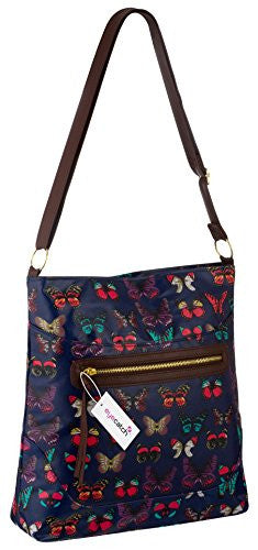 Butterfly Print Oil Cloth Cross Body Bag