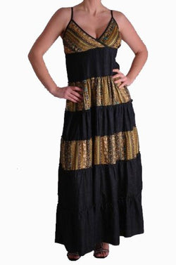 Panelled Cotton Print Maxi Dress