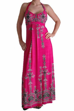 Slinky Maxi Halter Neck Printed Dress