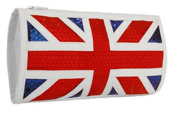 Brittania Union Jack Faux Leather Sequined Clutch Bag