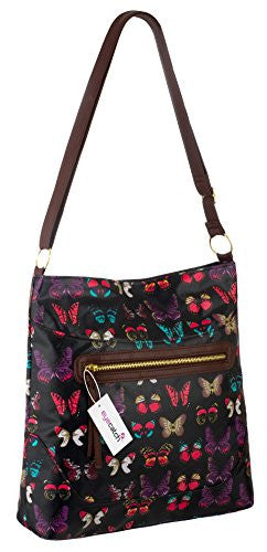 Butterfly Print Oil Cloth Cross Body Bag