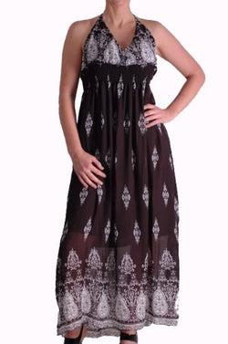 Raquel Patterned Halter Neck Maxi Dress