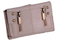 Twin Zip Faux Leather Wallet