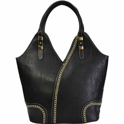 Faux Leather V Tote Bag