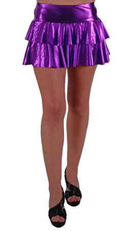 Elektra Mettalic Look Ruffled Mini Skirt