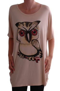 Owl Print Lace Tunic Top
