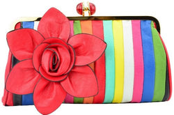 Rose Fauxy Leather Clutch Bag with Adjustable Strap