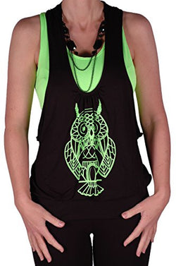 Owl Print Neon  Beaded Tops