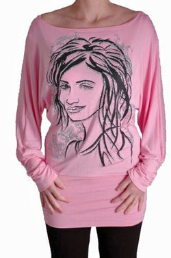 Venice Face Print Batwing Tops