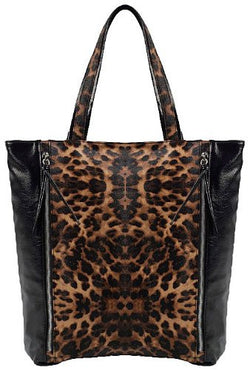 Julianne Faux Leather Leopard Print Tote Bag