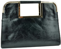 Liv Faux Leather Clutch Bag With Metal Trim