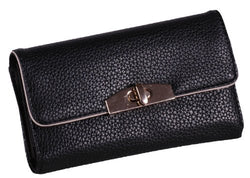 Faux Leather Flap Over Lock Purse