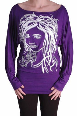 Venice Face Print Batwing Tops