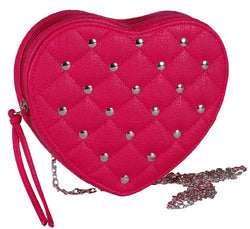 Heart Faux Leather Chain Clutch Bag