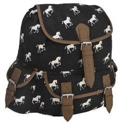 Canvas Horses Pattern Faux Leather BackPack