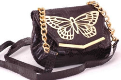 Butterfly Croc Print Shoulder Bag