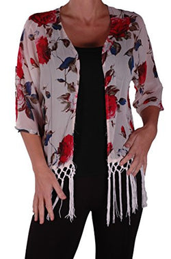 Alice Floral Chiffon Fringed Kimono
