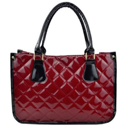 Quilted Faux Leather Double Handled Tote Bag