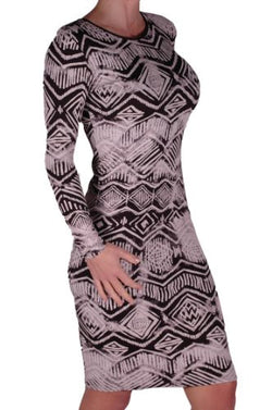 Aztec Print Long Sleeve Short Dress