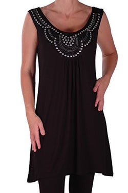 Eyecatch Plus - Evie Womens Studded Longline Ladies Sleeveless Top