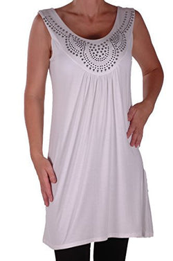 Eyecatch Plus - Evie Womens Studded Longline Ladies Sleeveless Top