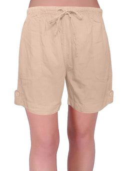 Eden Womens Pull on Cotton Adjustable Waist Elasticated Ladies Shorts